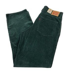 Levis Y2K Pants Womens 31x31 Dark Green 94 Baggy Corduroy Straight Leg Relaxed